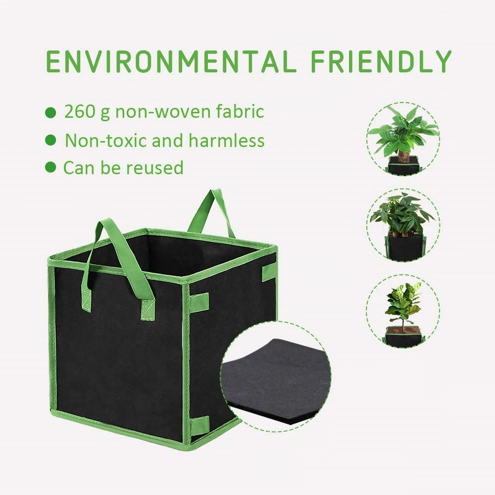 in Stock. 3/5/7/10 Gallon Square Garden Grow Bag. Thick Felt Material with 4 Standing Holes. for Indoor and Outdoor Garden Use