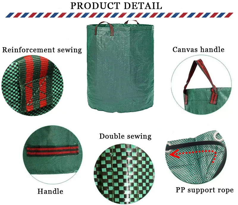 120L Portable Waterproof PP Woven Foldable Outdoor Garden Garbage Collection Leaf Bag