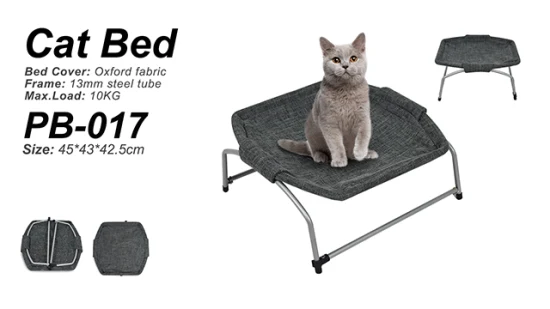 Lussuoso letto a soppalco da campeggio per gatti per animali domestici in tessuto oxford grigio con struttura in acciaio